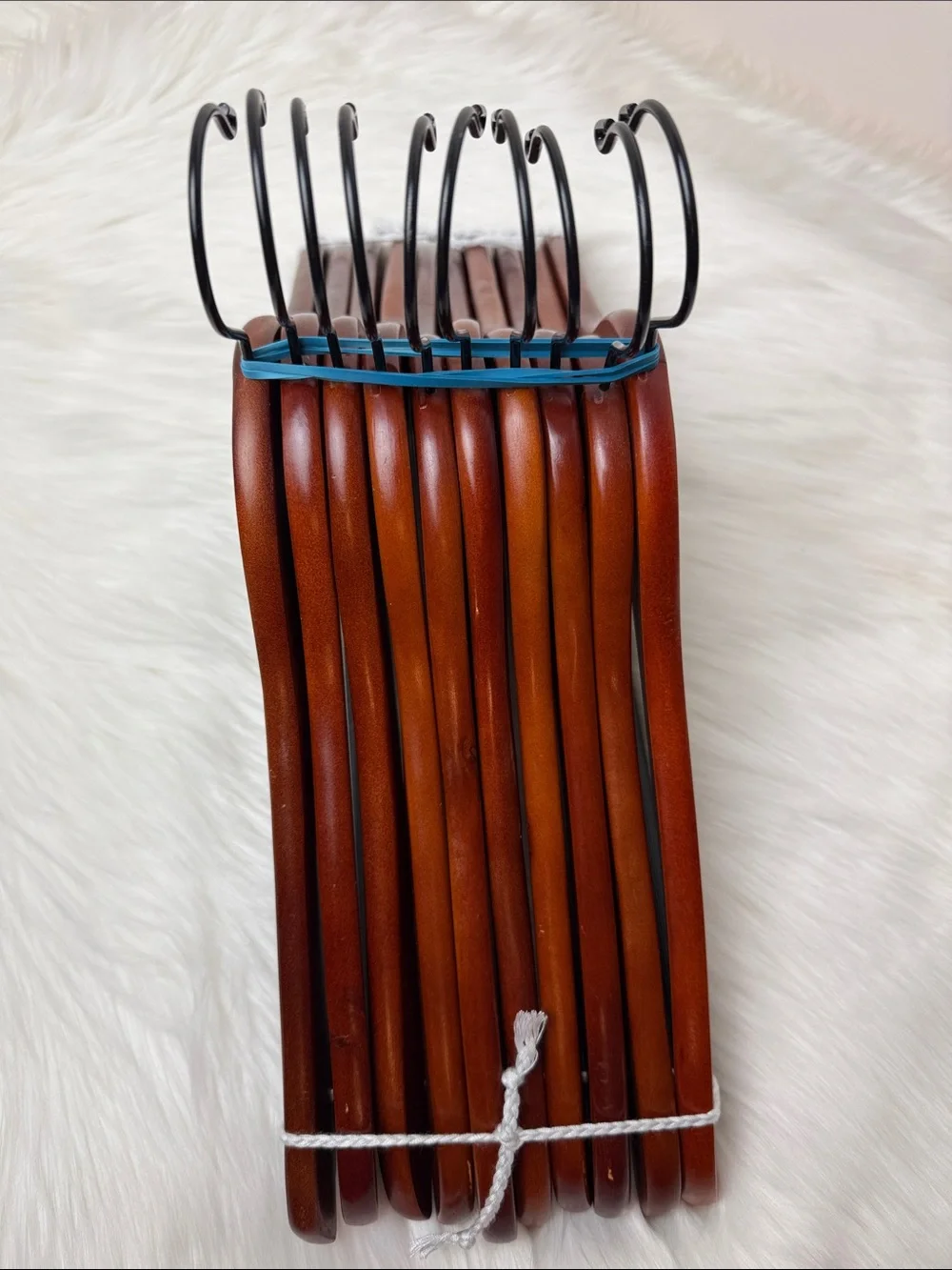 Brookstone Premium Wooden Hangers with Bar in Mahogany  - Set of 10